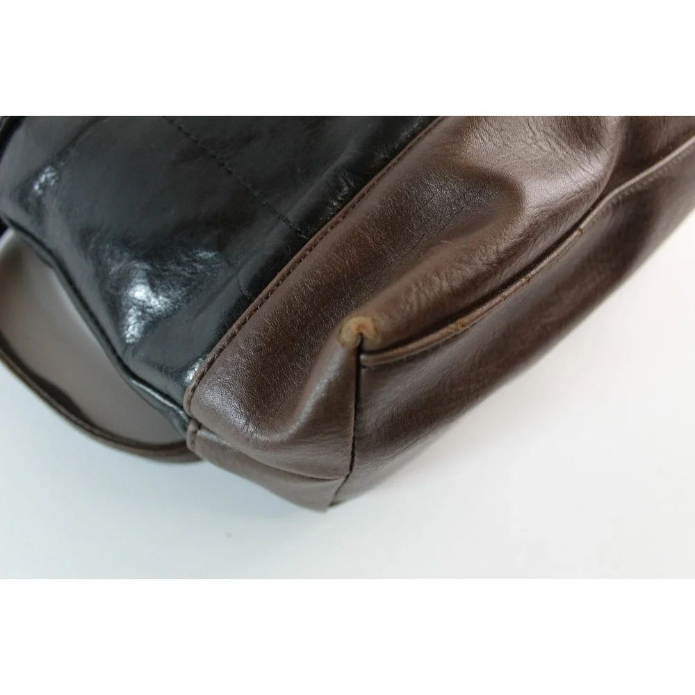 STONE & CO BLACK LEATHER SHOULDER HANDBAG MULTIPLE ZIPPER POCKETS